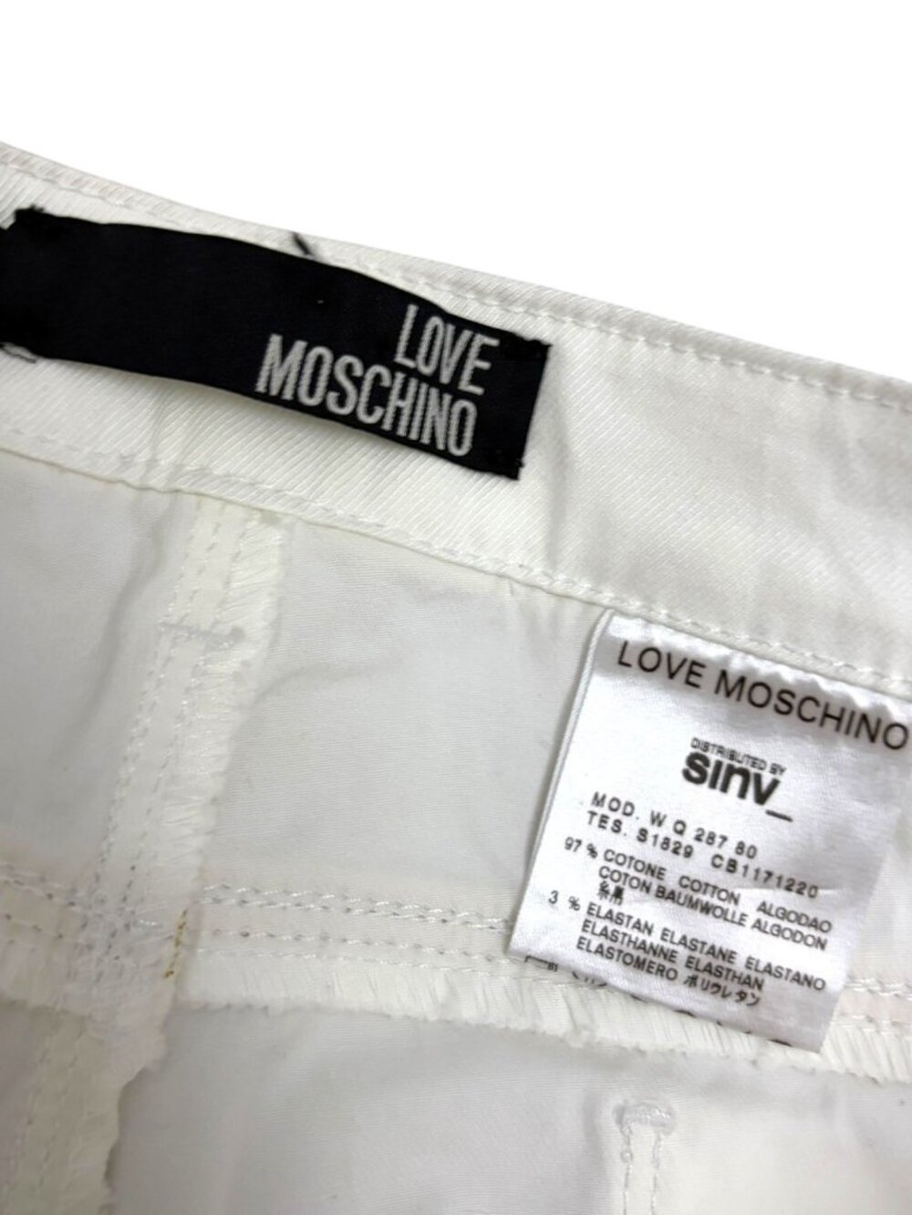 LOVE MOSCHINO White Denim Jeans Luxury Designer Straight Lightweight Pants Large - Picture 7 of 8